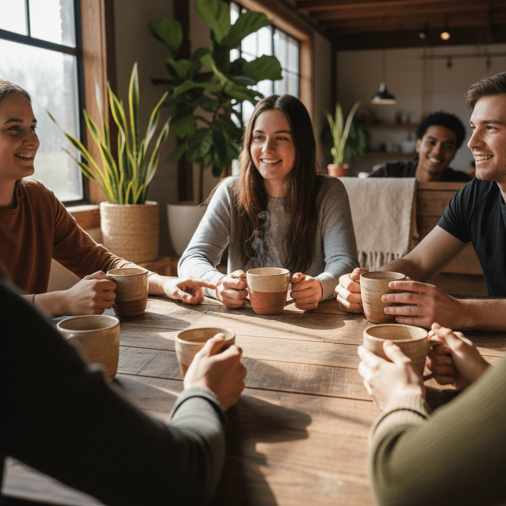 L'équipe bienveillante de ROOTS RISING réunie dans un environnement chaleureux